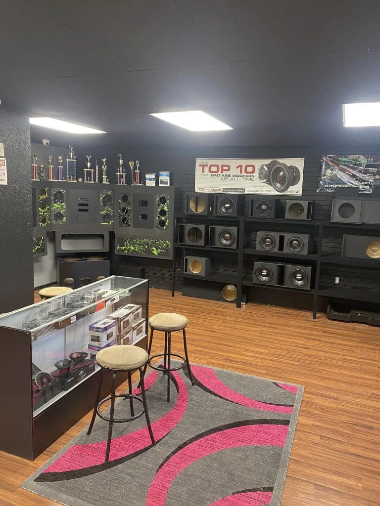 Inside of the main waiting area for customers at XD Audio.